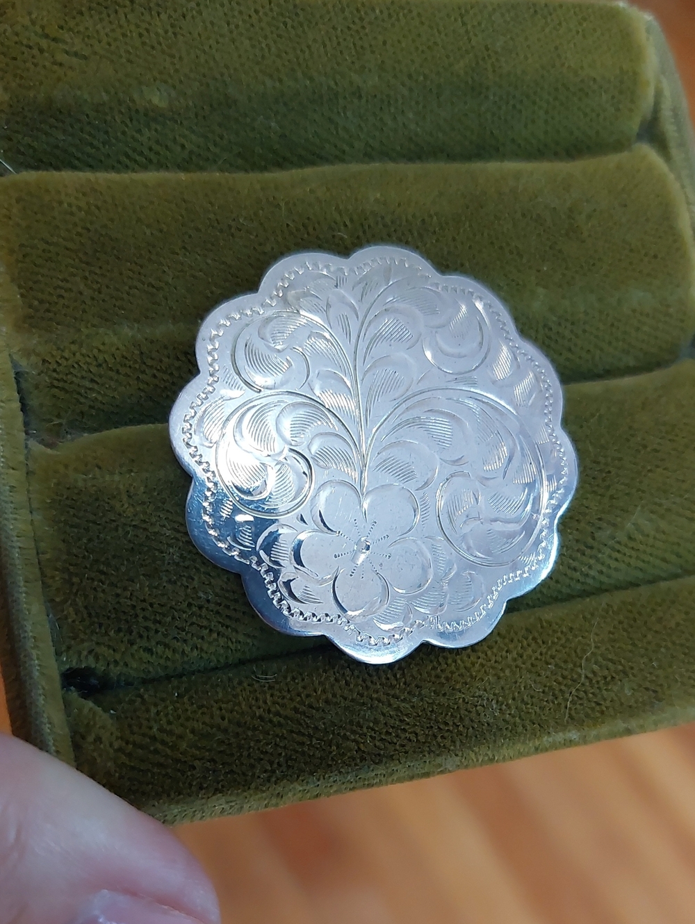 Vintage Birks Burkhardt Sterling Silver 925 Engraved Brooch Floral Pin